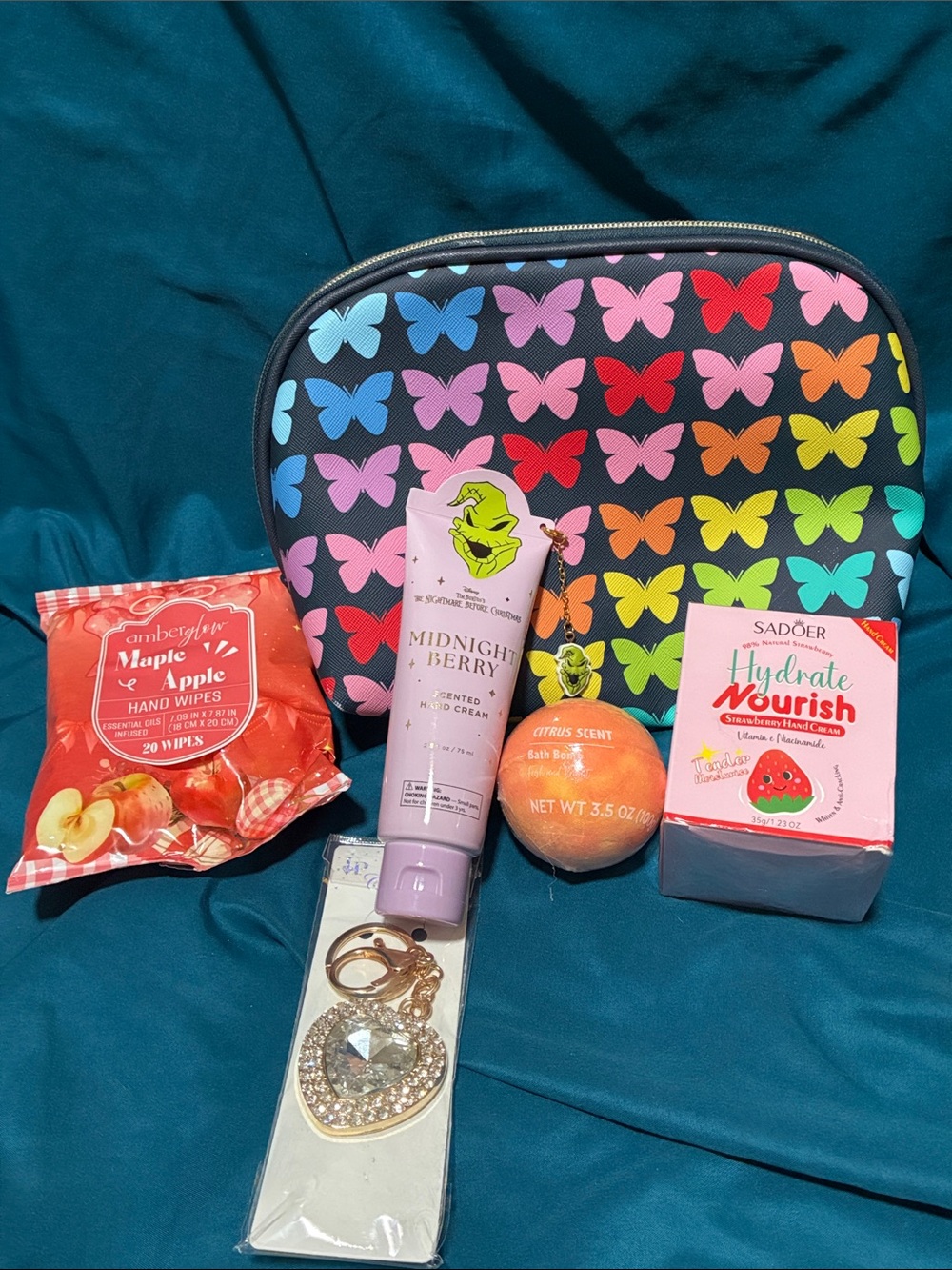 Butterfly Print Cosmetic Bag Beauty Bundle